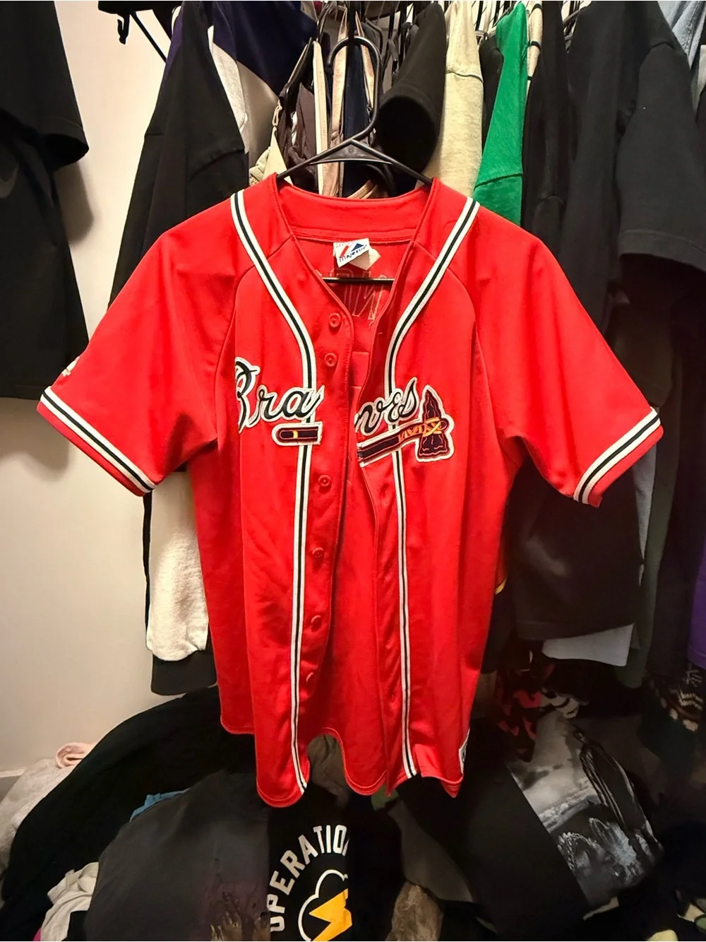 Braves Red Kids Button-Up Jersey